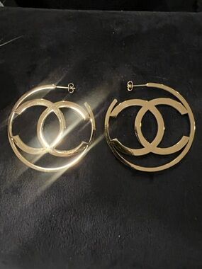 Gold Interlocking Hoop Earrings - Women Jewelry